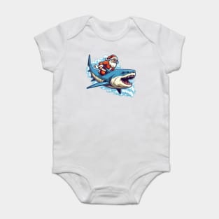 Santa Claus riding a shark Baby Bodysuit